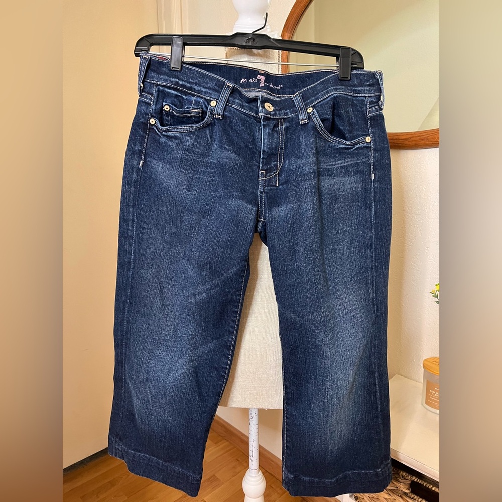 7 for all mankind Dark Indigo Women's Cropped Jeans - Picture 2 of 3